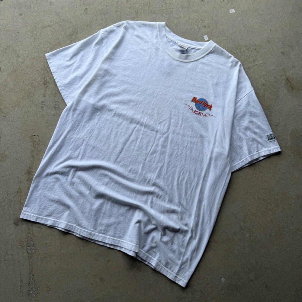 Y2K Mens Hard Rock Cafe Biloxi Graphic T-Shirt White XL